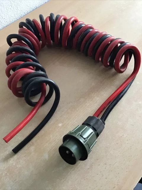 2 Pol NATO-Elektrowendel Spiralkabel mit 1 Stecker 2x35mm² 4m 12V / 24V