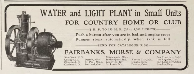 1905 Ad.(Xh68)~Fairbanks, Morse Co. Chicago. Water & Light Plant Country Home