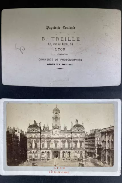 France, Lyon, Hôtel de Ville, Photo. B. Treille Vintage cdv albumen print CDV,