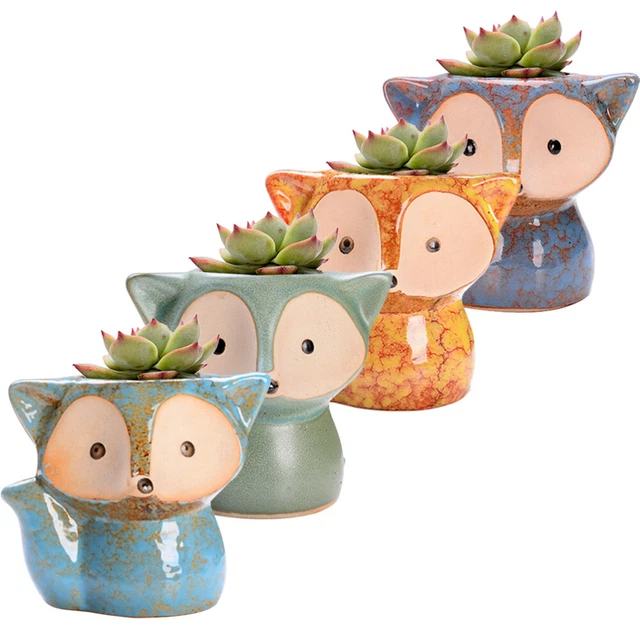 4pcs Blumentopf Keramik Blumentopf Keramik Kindergarten Pflanzer