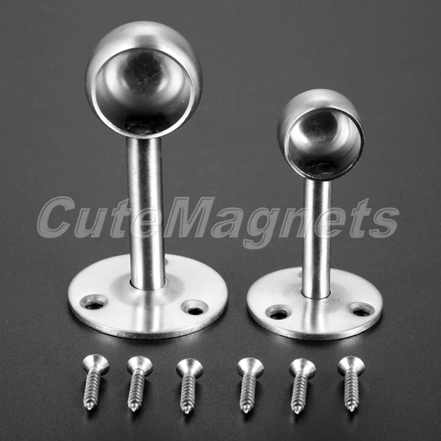 Stainless Steel End Bracket Wardrobe Fittings Rail Support Hanging Clothes Towel