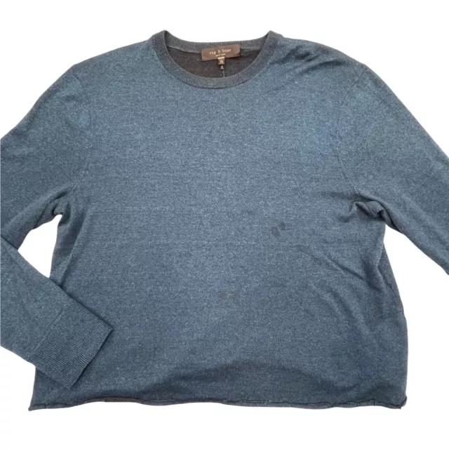 Rag & Bone Mens Blue Long Sleeve Crew Neck Casual Pullover Knit Sweater Size XL