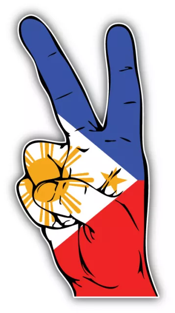 Philippines Flag Hand Peace Sign Car Bumper Sticker Decal