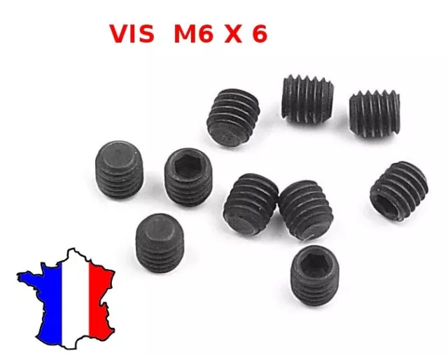 Vis sans tête M6 x 6 STHC acier bout plat vis M6*6 six pans creux BTR