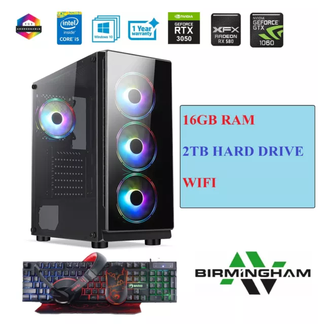 Gaming PC Desktop i7 i5 i3 2TB+480GB SSD 16GB RAM NVIDIA RTX 4060 Windows10 WiFi