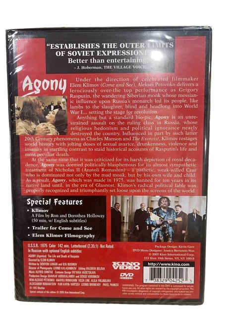 AGONY THE LIFE and Death of Rasputin DVD 1981 New Free Ship $83.53 ...