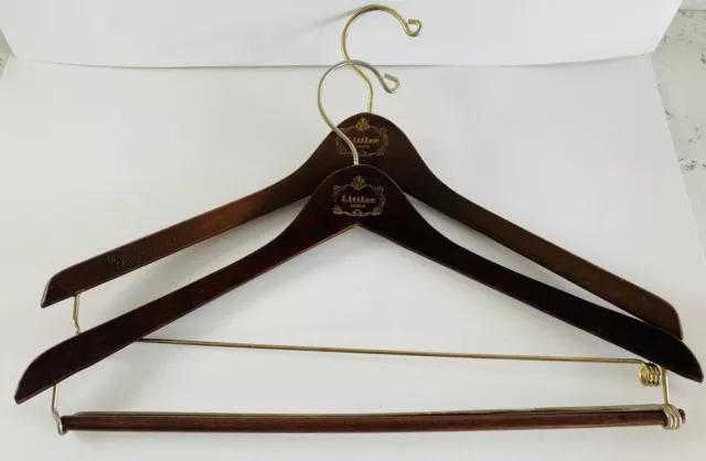 Lot of 2 Vntg Advertising Wooden Hangers -Littler. 1 Missing Wooden Pant Bar