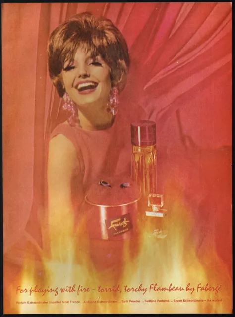 1960s Original Vintage Faberge Flambeau Perfume Fragrance Print Ad