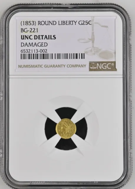 Undated (1853) California Fractional Gold Quarter Dollar BG-221 NGC UNC Details