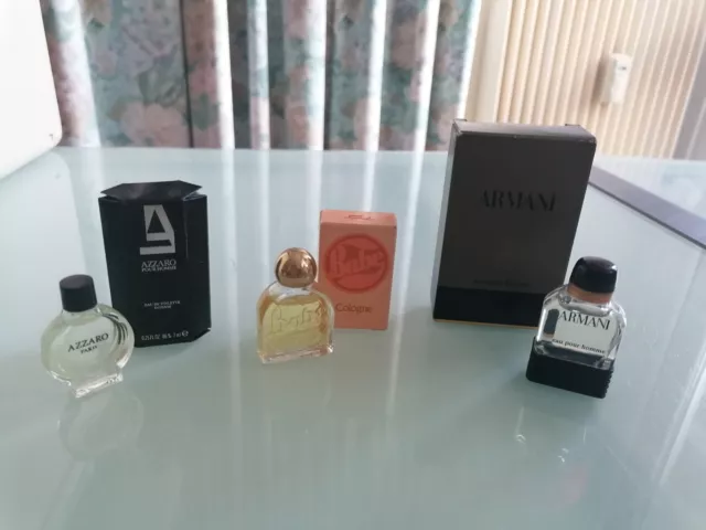 LOT DE 3 FLACONS MINIATURES PARFUM avec BOITE ARMANI AZZARO