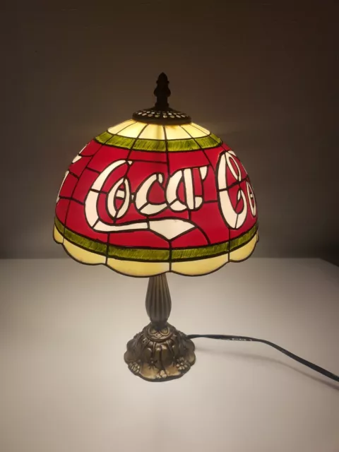 Vintage Coca Cola Desk Lamp, Stained Glass Style, Corded, Coke