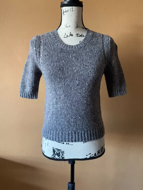 Theory Gray Wool Cashmere Short Sleeve Pullover Sweater Size Petite