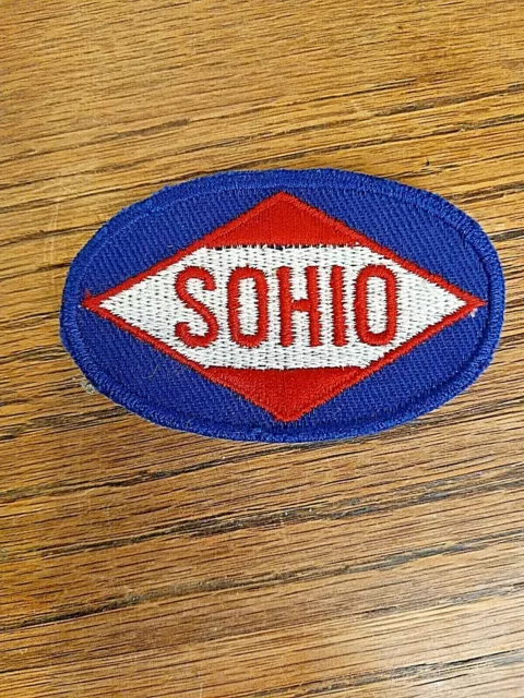 VINTAGE Embroidered Automotive Gasoline Patch UNUSED - SOHIO 3" BLUE BACKGROUND