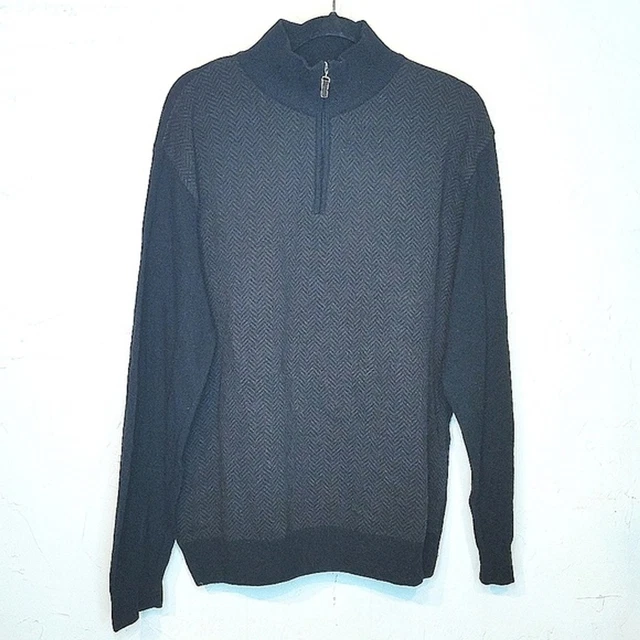Iceland 1/4 Zip Wool Sweater Brown/Black made in Italy Men's size XL