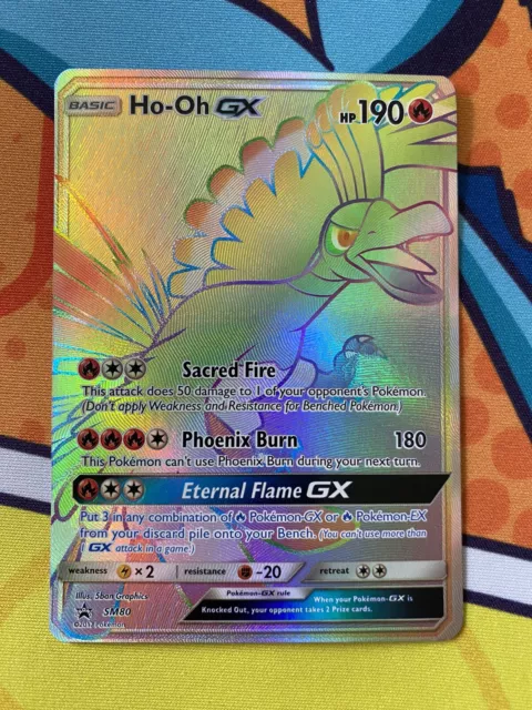 Ho-oh Rainbow Rare GX Black Star Promo Jumbo Card SM80 Near Mint