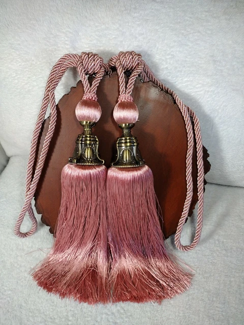 2 Curtain Holdbacks Rope Tieback Tassel Tie Backs Beaded Ball Room Drapes Decor