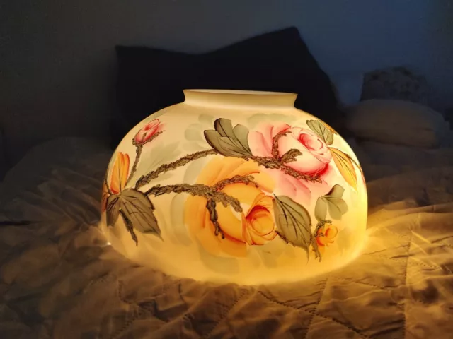 Vintage/Antique Frosted Victorian Glass Floral Lamp Shade Top Beautiful