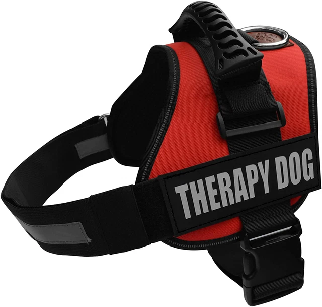 Reflective Therapy Dog Vest Harness, Woven Polyester & Nylon, Adjustable Service