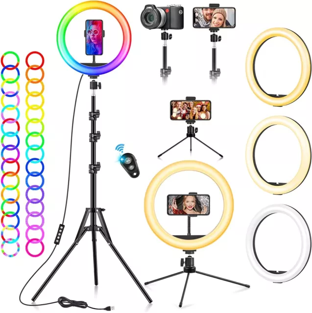 10 Inch Selfie Ring Light with Tripod Stand & Phone Holder Tall 188Cm / 74'' LED