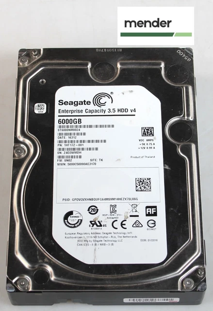 Seagate 6TB 7.2K AF SATA 3.5" ST6000NM0024 ENTERPRISE CAPACITY HDD v4