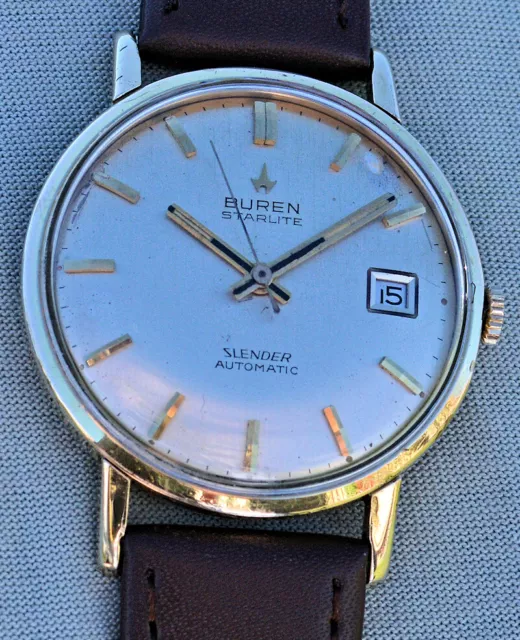 Très Rare Buren Starlite Slender Avec Précieux Mouvement Automatique Bracelet 3