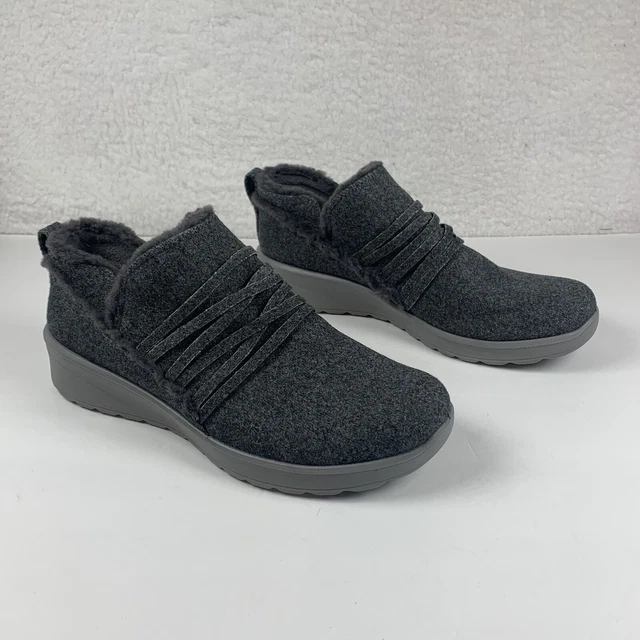 BZees Glide Machine Wash Faux Fur Lined Slip-On Booties Women's US 9 W Gray 7796