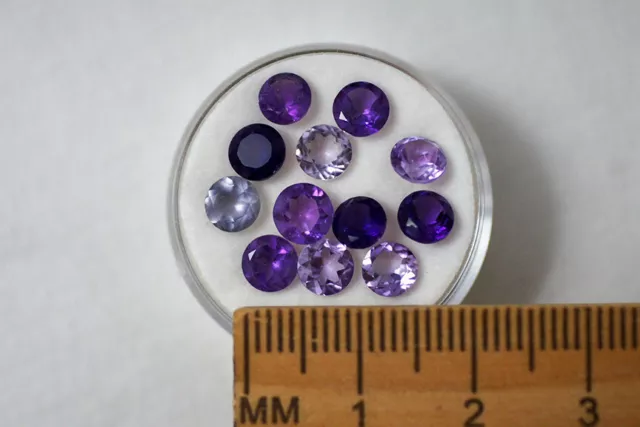 Beautiful Purple Round Faceted AMETHYST Gemstones In Gem Jar From Estate