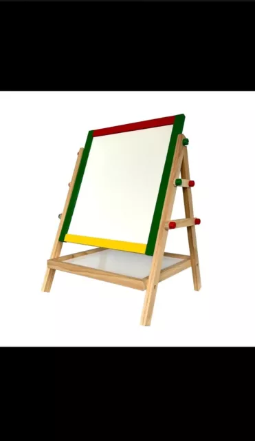 Adjustable Children Kids 2-in-1 Wooden Easel Black White Board - OYPLA