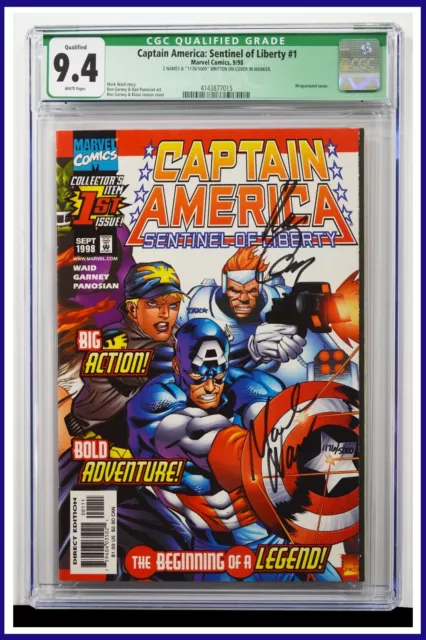 Captain America #1 CGC Graded 9.4 Marvel 1998 Signed W/COA Numbered Comic Book.
