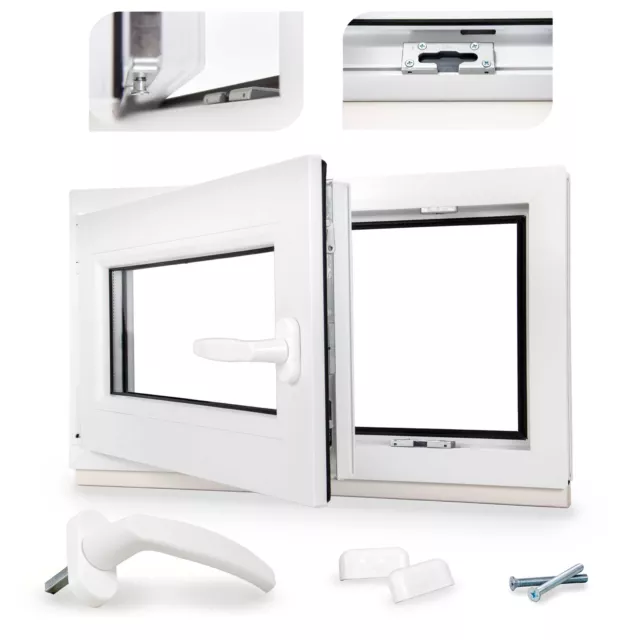 Kunststoff Kellerfenster Dreh Kipp Weiß Kellerfenster Kunststofffenster 70mm Bautiefe Garagenfenster 2 Fach Garagenfenster PVC Mit Argonfüllung