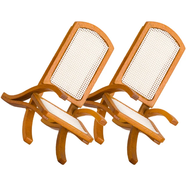 2 Pcs Miniature Chair Toy No Arm Dollhouse Table Chairs Toys Individual Rattan