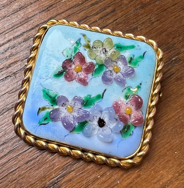 Broche japonaise vintage en émail cloisonné - France