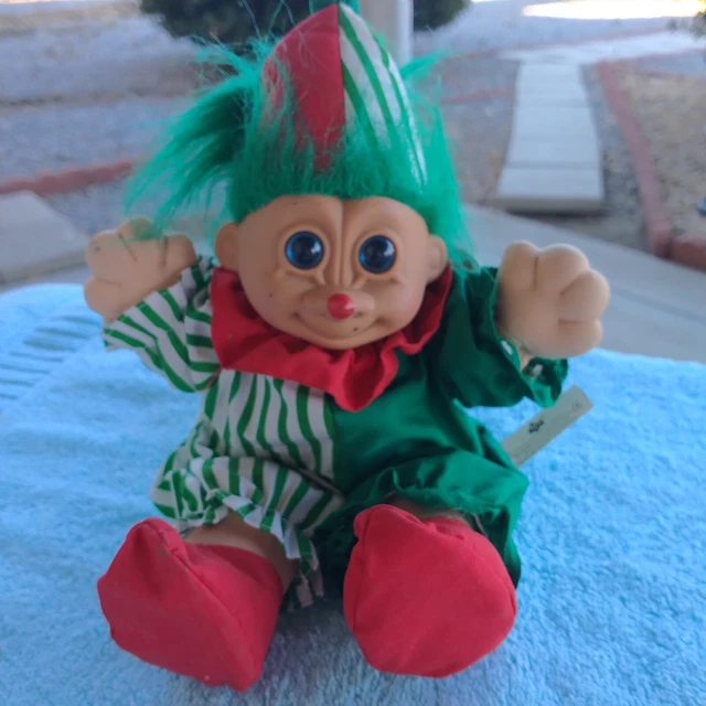 Vtg Russ Berrie Red & Green Christmas Troll