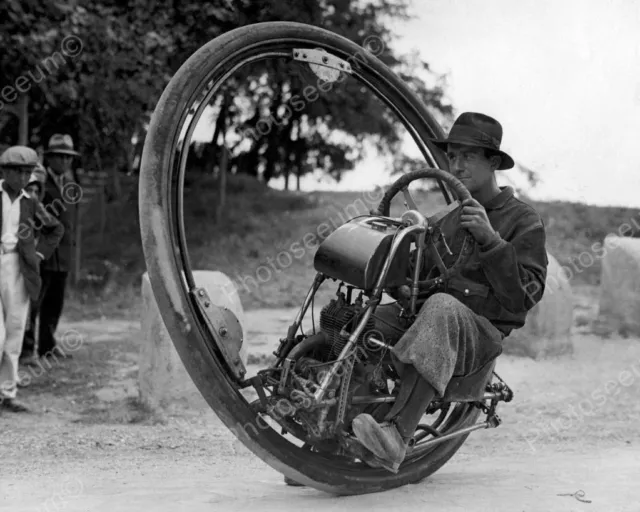 One Wheel Motorcycle   8" - 10" B&W Photo Reprint