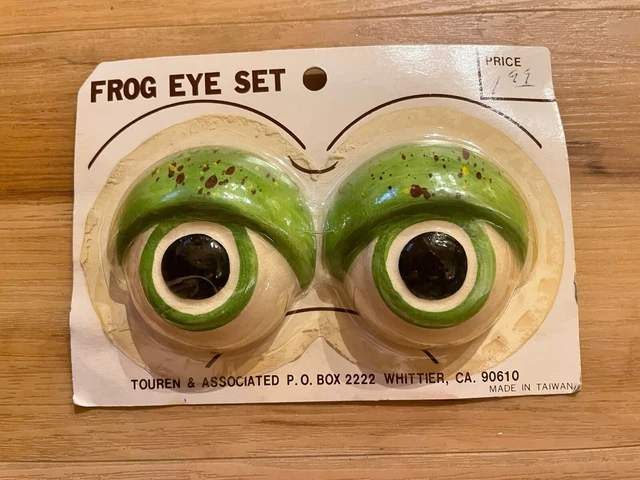 TOUREN Vintage Ceramic Frog Bird Critter Beads Set Macrame & Wacky Eyes