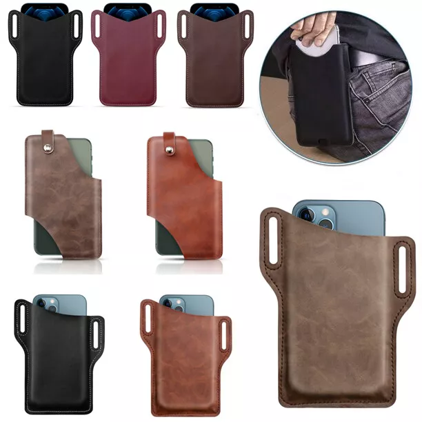 Men Cell Phone Belt Pack Bag Loop Waist Holster Pouch Case​ Leather Wallet Cover