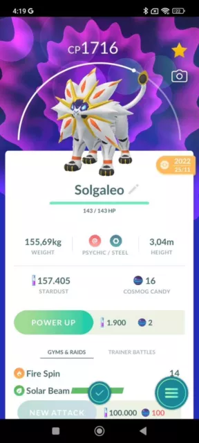 Pokémon Lunala Iv40 - Unlock 3 moveset - Trade Go 1 Million Stardust