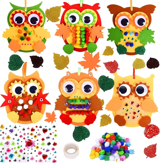 TECHEEL Herbst Bastelset Für Kinder 3-6 Jahre - Filz Deko Set Mit Igel, Eulen & Kränzen