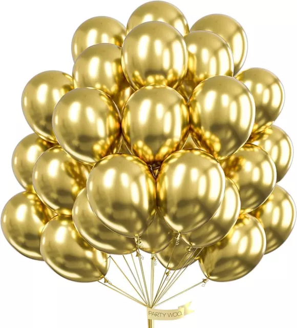 100PCS Gold HELIUM 10" Metallic / Pearl Latex Balloons Wedding Birthday Party