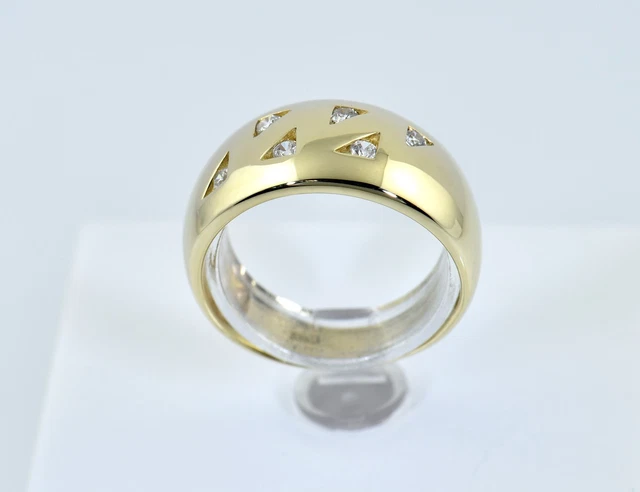 Bague Or Jaune 18K Sertie De 13 Zirconiums - Taille 54, Occasion, Avec écrin