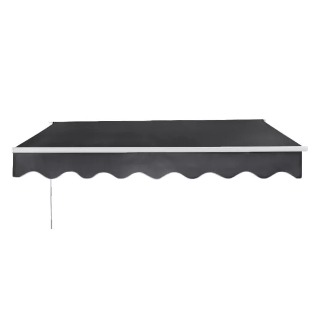 Retractable Awning Manual Garden Outdoor Canopy Patio Sun Shade Shelter Grey