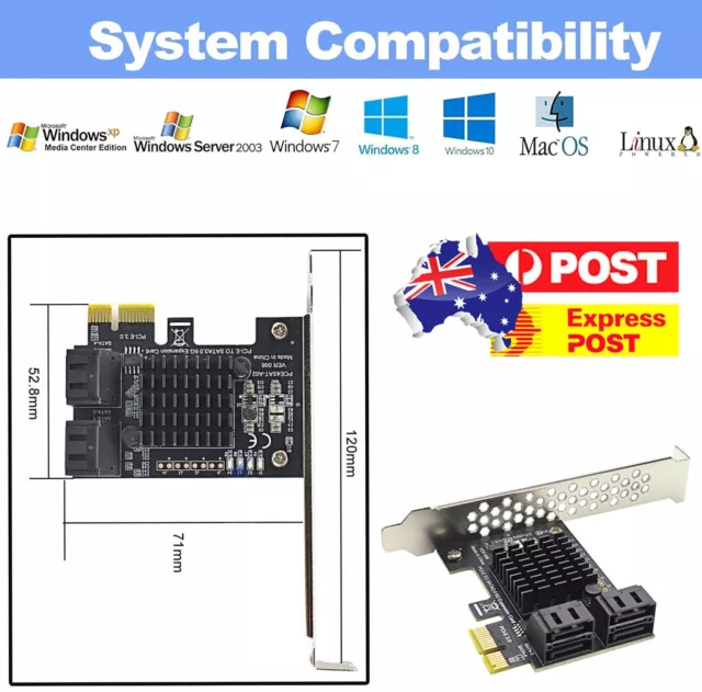 4 Port SATA III PCIe Expansion Card 6Gbps SATA to PCI-e 1X Controller w/ Bracket