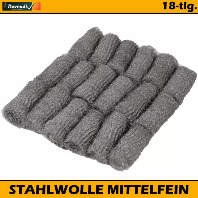 18x Stahlwolle Schleifwolle Metallwolle Polierwolle Mittel Fein Grad 0 Reinig.