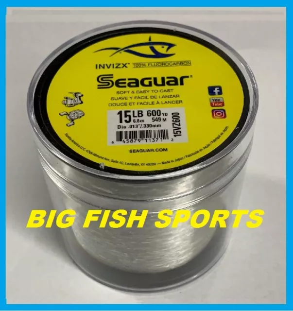 SEAGUAR INVIZX 100% Fluorocarbon Line 15lb/600yd 15VZ600 FREE USA SHIP! 15VZ600