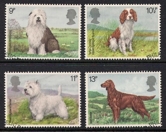 GB 1979 sg1075-78 Setter Setter cani da pastore spaniel terrier ben usato