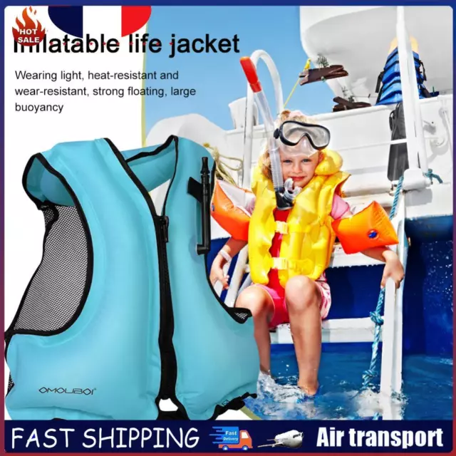 PVC Jacket Safe Inflatable Buoyancy Vest Outdoor Accessories (Blue) FR