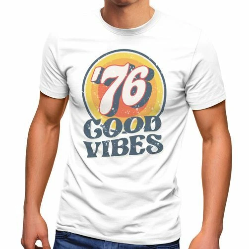 Neverless Herren Tanktop 'Good Vibes' – Retro 70er Style, Slim Fit Aus 100% Baumwolle