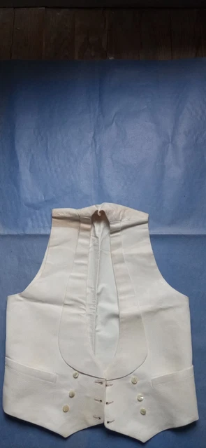 Gilet Homme Ancien En Drap De Laine & Soie - Époque Belle Époque (1900), Taille S, Noir