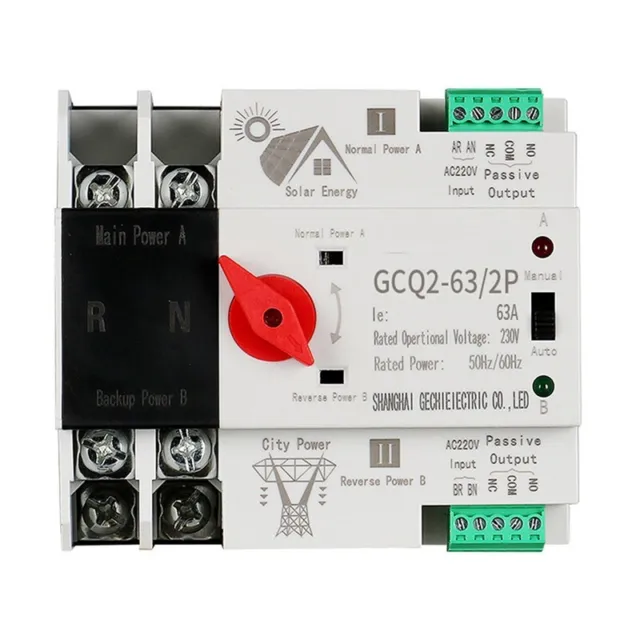 Photovoltaic Solar Power Automatic Transfer Switch DIN Rail 2P 6 A8L5