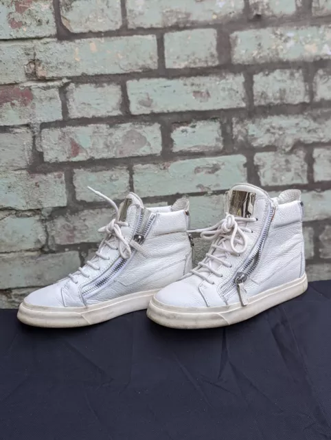 Giuseppe Zanotti High Top White Leather Trainers Size 37 UK4